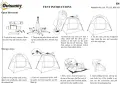Diagrams showing how to fold a pop-up tent, from removing it from the bag to rolling it up for storage.