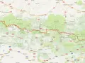 Map showing the Haute Route Pyrenees trail, a long-distance hiking path across the Pyrenees mountains.