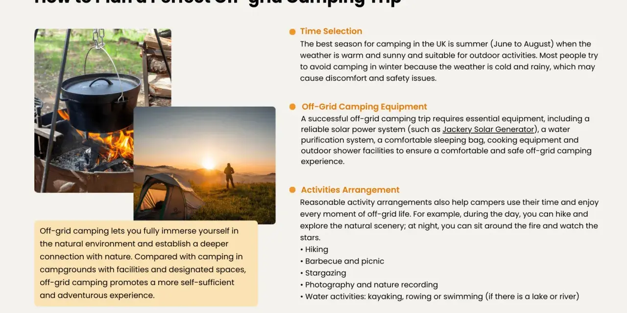 Learn how to plan a camping trip with tips on time selection, essential gear like a Jackery Solar Generator, and fun activities for an off-grid adventure.