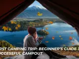 View from a tent on a beautiful lake and mountains. Perfect for car camping for beginners.
