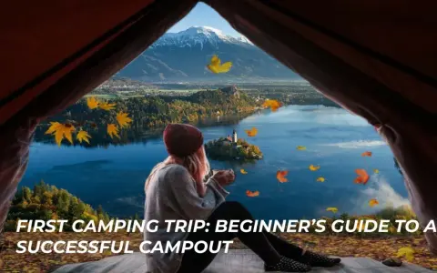 View from a tent on a beautiful lake and mountains. Perfect for car camping for beginners.