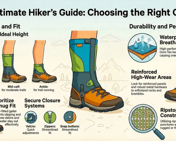 Gaiters protect your legs and boots from snow, mud, and debris. This guide shows different heights and features of gaiters for hiking.