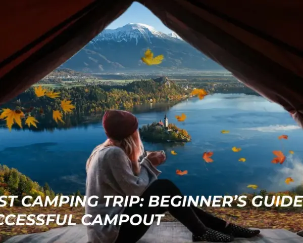 View from a tent on a beautiful lake and mountains. Perfect for car camping for beginners.