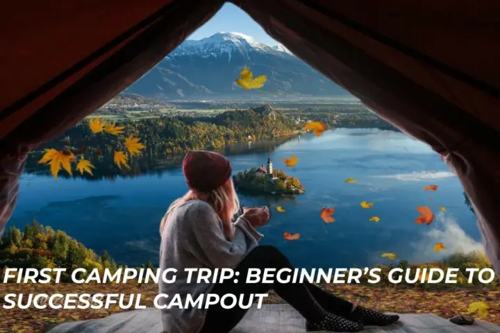 View from a tent on a beautiful lake and mountains. Perfect for car camping for beginners.