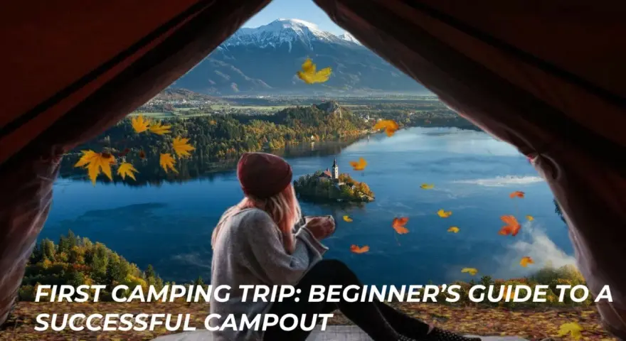 View from a tent on a beautiful lake and mountains. Perfect for car camping for beginners.
