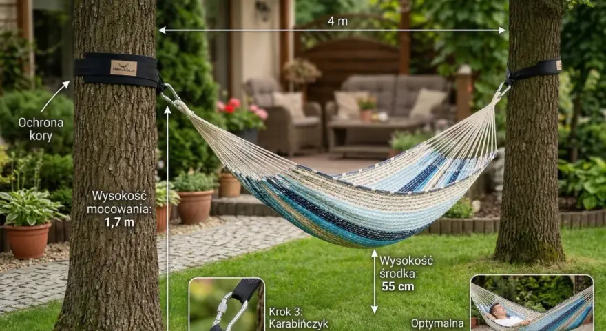 Learn how to hang a hammock between two trees using straps and carabiners for a perfect backyard relaxation spot.
